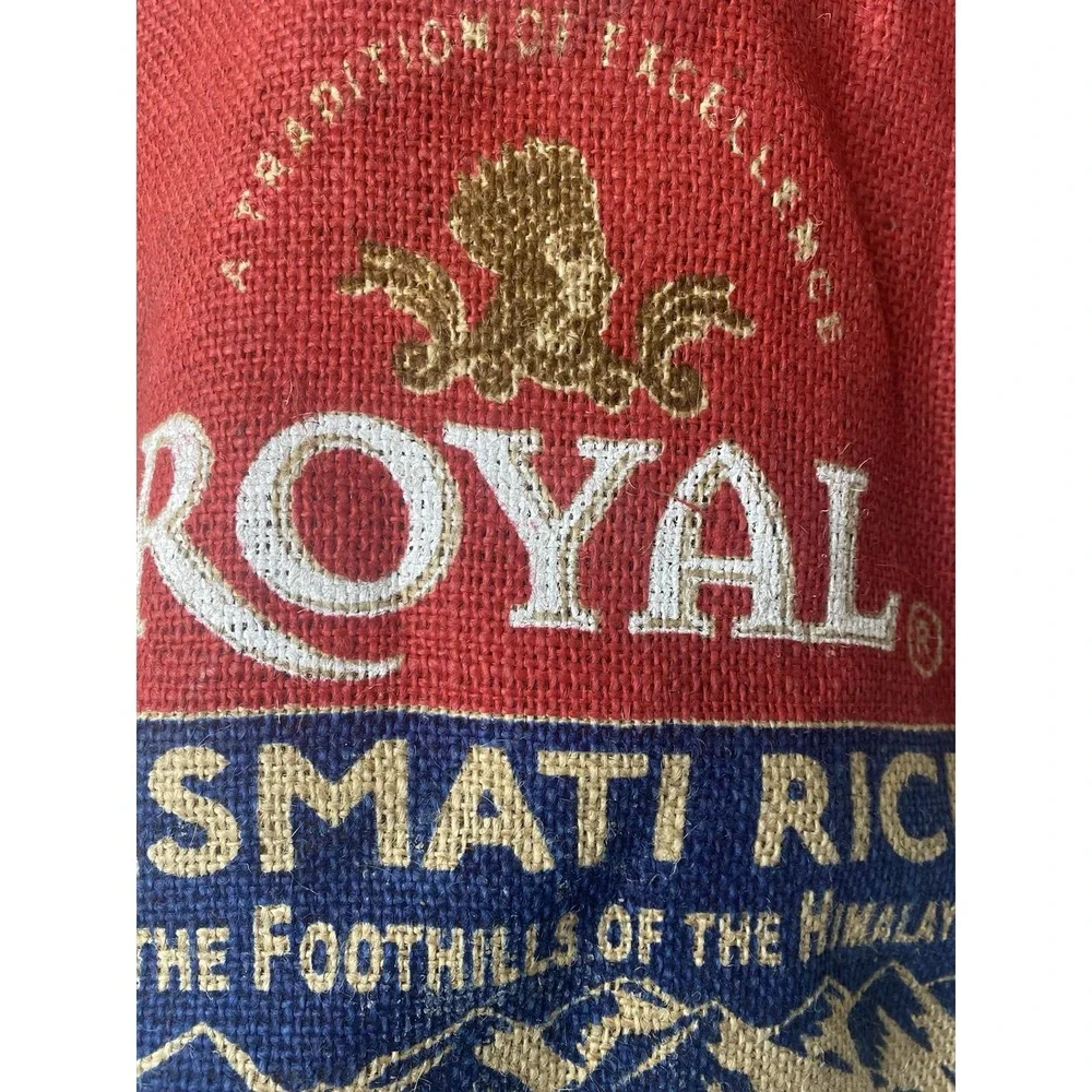 Royal Basmati Rice Tote Burlap Bag Purse Sack w/ Zipper Farmer's Market Festival